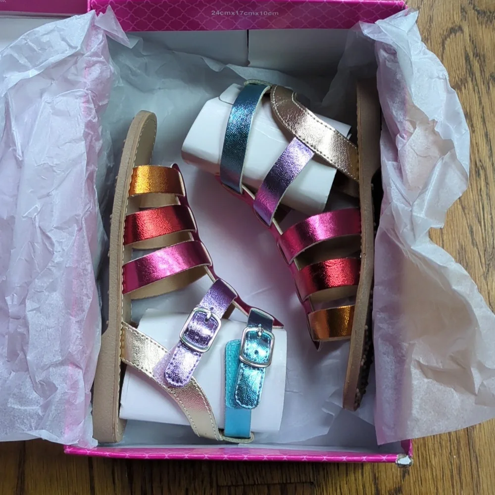 NIB Kelly & Katie Chloe Gladiator Rainbow Sandal Size 12T